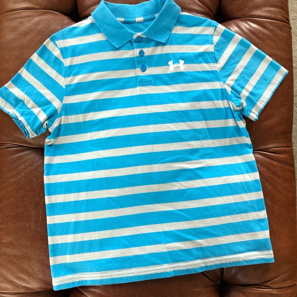 Under Armour Polo Stripe Cotton Heat Gear YXL - Picture 2 of 6